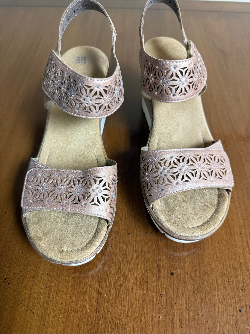 Rieker Rabea Rose colored Wedge Comfort Sandals 39 US 8